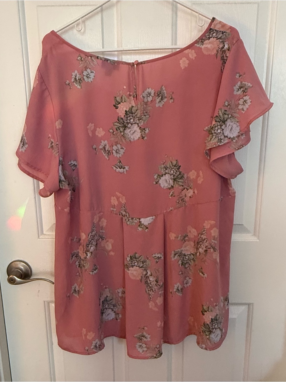 torrid Georgette Pink Floral Short Sleeve Blouse Tiered Short Sleeves - Picture 4 of 8